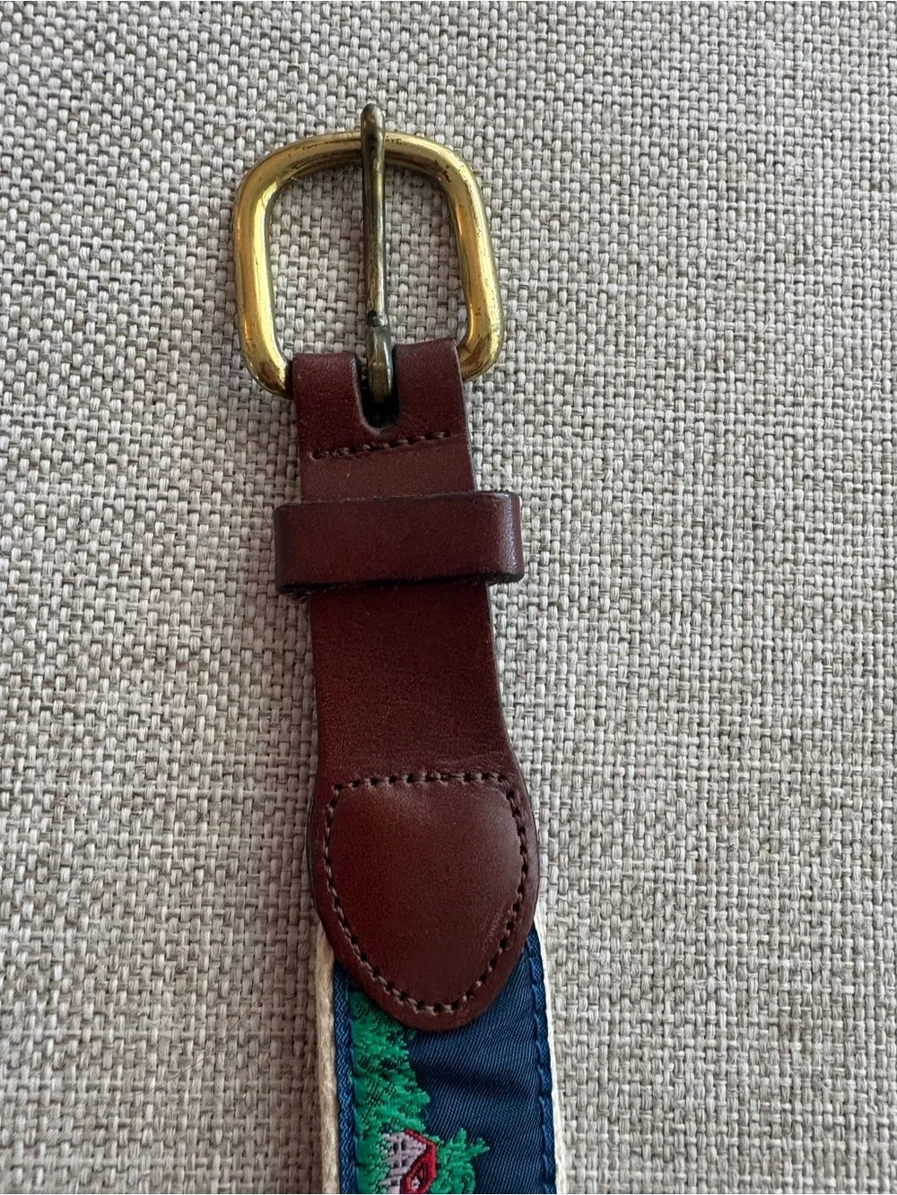 Vintage Leather Man Ltd Needlepoint Lighthouse Belt – Size 38 Coastal Prep